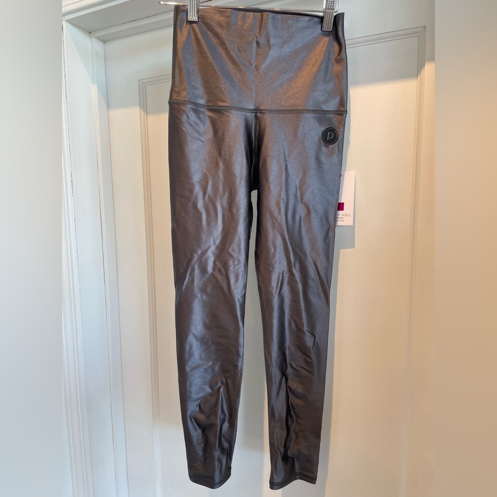 NWT Small 7/8 Emily Hsu Pure Barre Branded Steel Gray Lacquer Legging